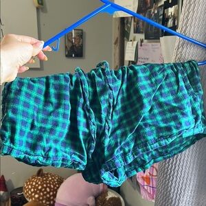 Green and Blue Plaid Shorts